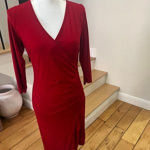 Conquista Red Faux Wrap Dress